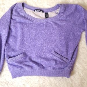 Planet Gold purple  crewneck cropped long sleeve sweatshirt